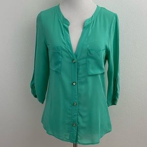 Green Button Down Blouse